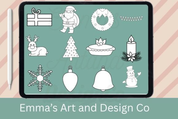 12 Christmas Procreate Stamps: Instant Festive Artwork
