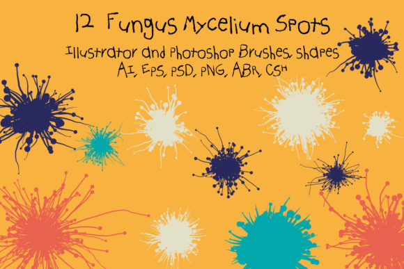 12 Fungus Mycelium Spots Brushes for Organic Design