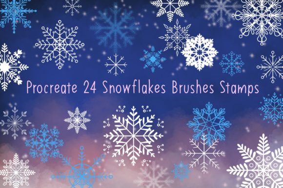 24 Procreate Snowflake Stamps for Winter Magic