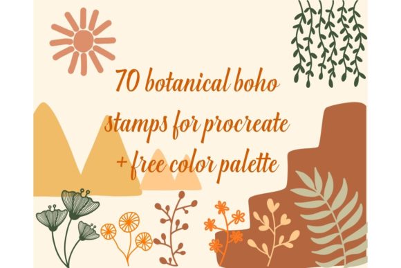 70 Botanical Boho Procreate Stamps Brush Set