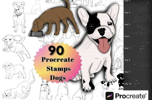 90 Procreate Dog Stamps for Pet-Themed Art