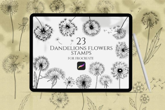 Dandelions Flowers Procreate Stamps for Digital Art