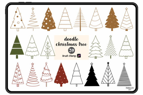 Festive Flair in an Instant: Christmas Tree Procreate Brushes Stamps