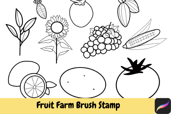 Fruit Farm Food Brush Stamps Procreate: Fresh Creative Assets