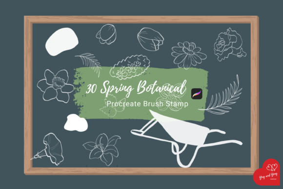 Procreate 30Brush Stamp Spring Botanical for Digital Artists