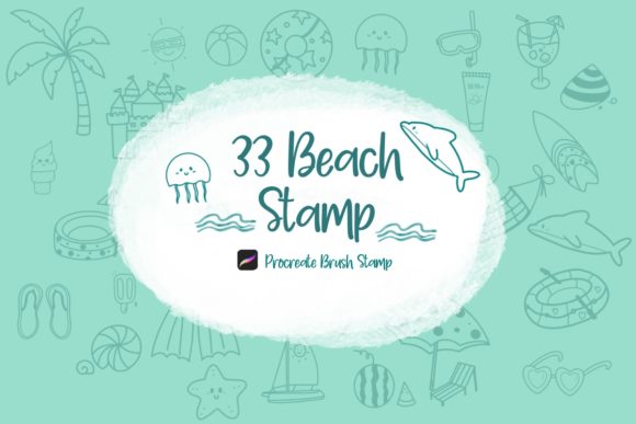 Procreate Brush Stamp : 33 Beach Stamp for Digital Art