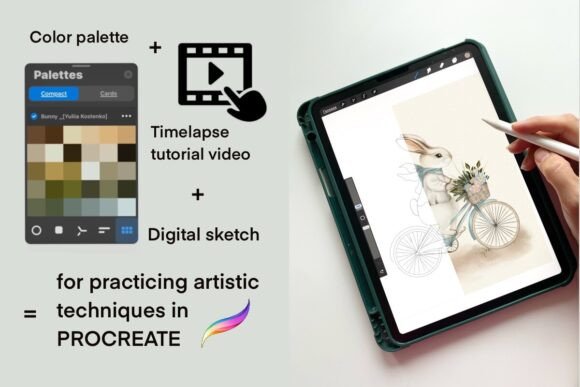 Watercolor Bunny Palette & Tutorial for Procreate