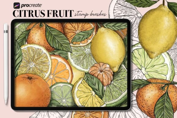 Zest Up Your Digital Art with Procreate Citrus Stamp Brushes